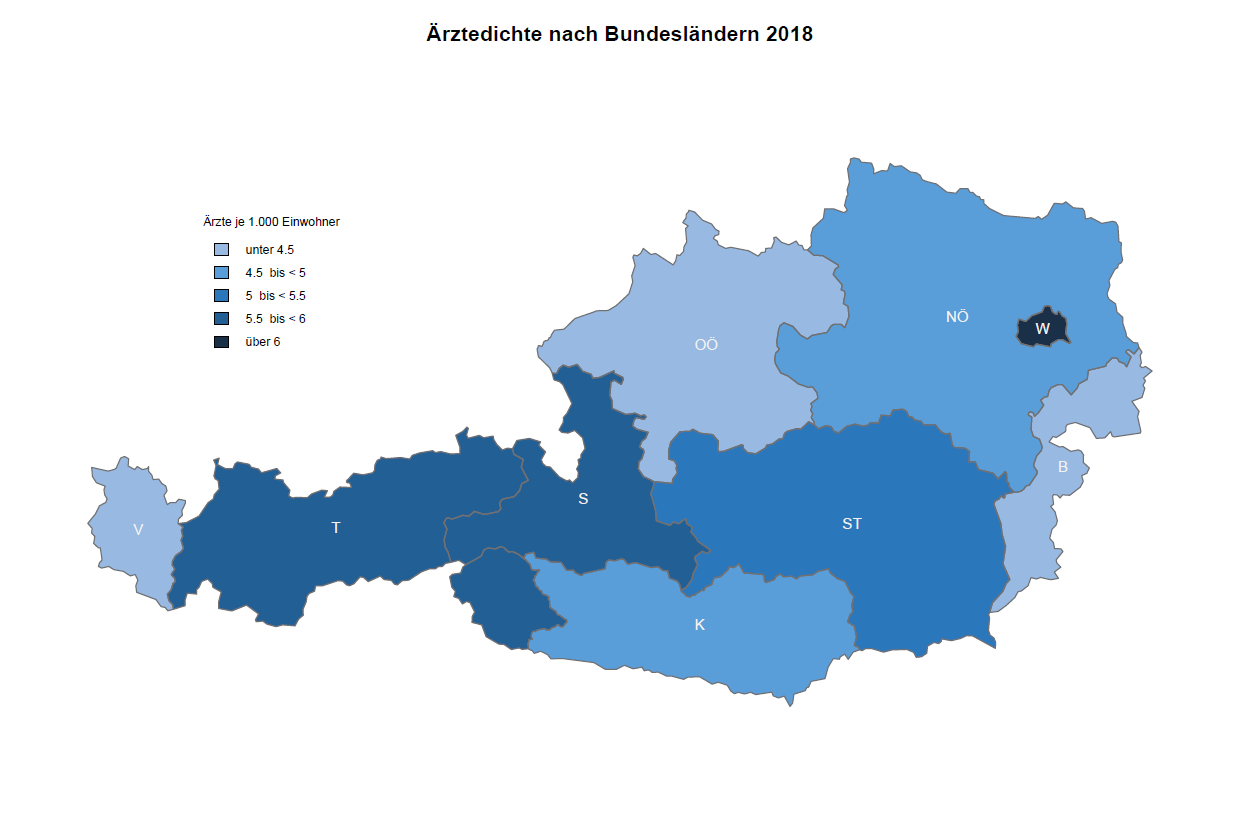 Ärztedichte nach Bundesländern 2018