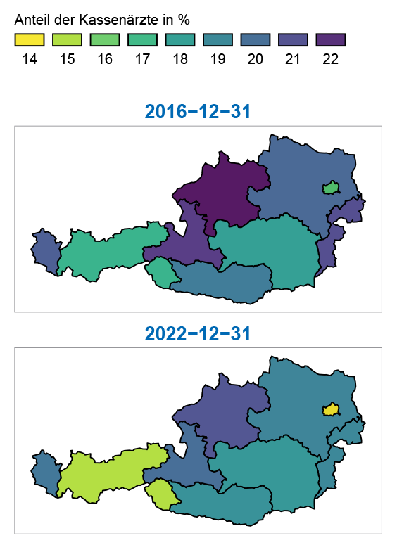 Grafik 10: Anteil an Kassenärztinnen und Kassenärzten an der Ärzteschaft nach Bundesländern