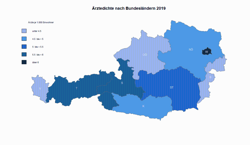 Ärztedichte nach Bundesländern 2019